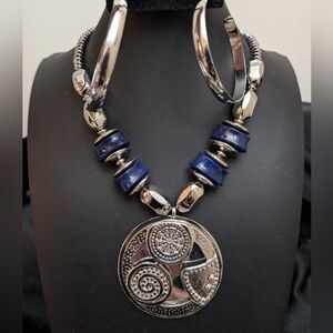 #19. TRENDING! CHICO'S Silver and Blue Statement Necklace